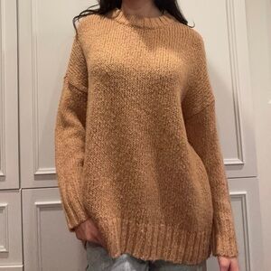 Aerie Brown Chunky Knit Cowl Neck Sweater size XS